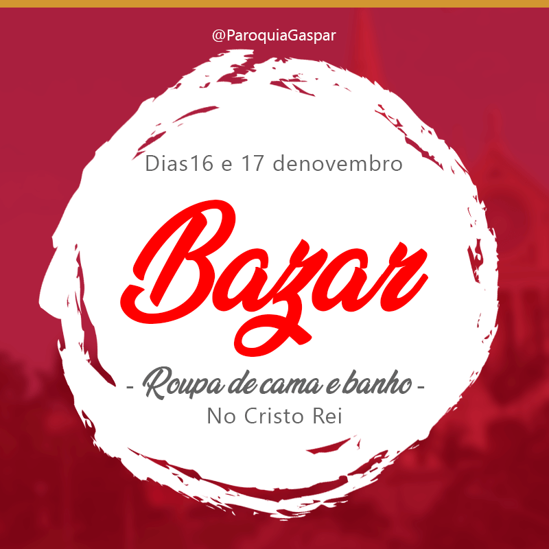 Bazar de roupa e banho dias 16 e 17 no salão Cristo Rei